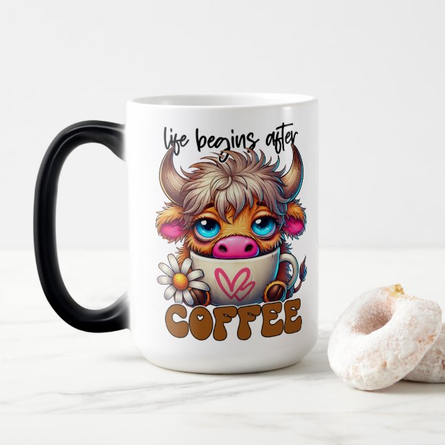 Life Begins After Coffee  Magic Mug (With Donut)