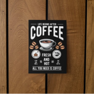 Life begins after Coffee Quote    Postcard