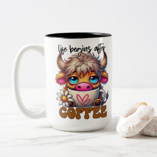Life Begins After Coffee  Two-Tone Coffee Mug