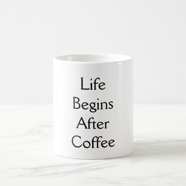 Life Begins After Coffee Typography Coffee Mug (Center)