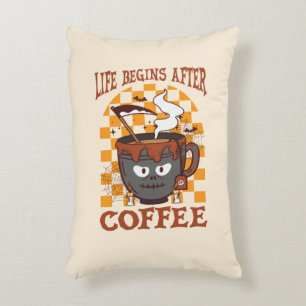 Life Begins After Coffee – Witchy Halloween Decorative Cushion