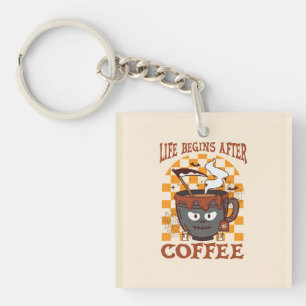 Life Begins After Coffee – Witchy Halloween Key Ring