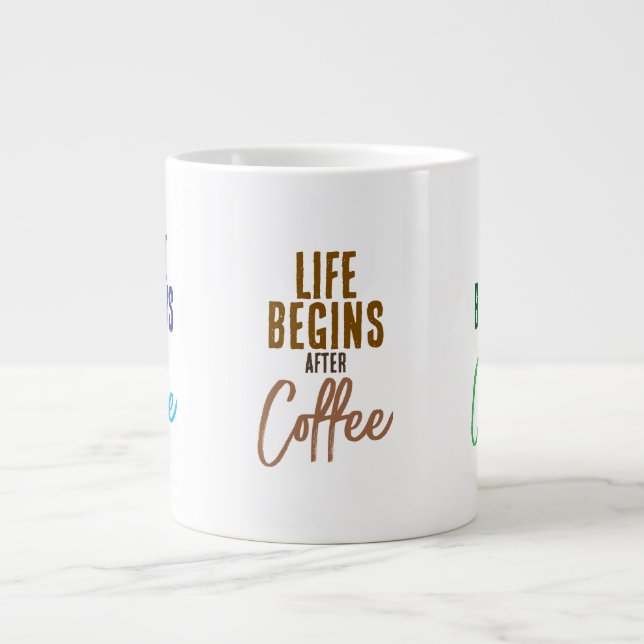 Life Begins After Large Coffee Mug (Front)