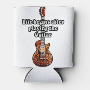 Life begins after playing the guitar. retro colour can cooler