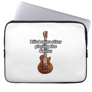 Life begins after playing the guitar. retro colour laptop sleeve