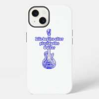 Life begins after playing the guitar. vintage blue