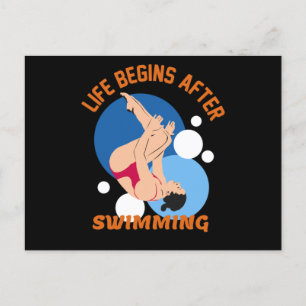 Life Begins After Swimming - Perfect Swim Design Postcard