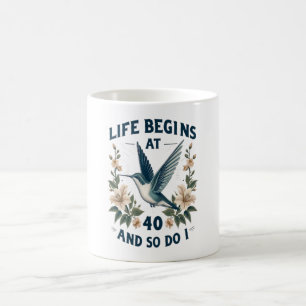Life Begins at 40 Hummingbird Mug