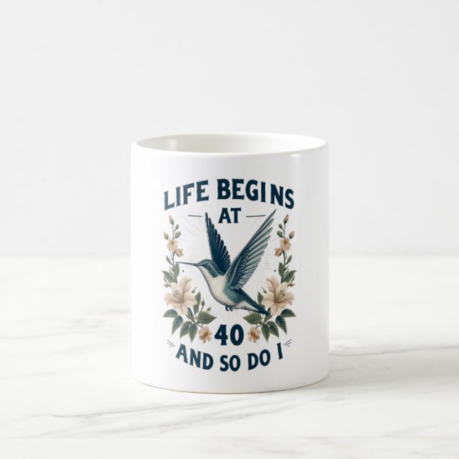 Life Begins at 40 Hummingbird Mug (Center)