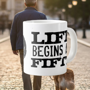 Life begins at 50 funny 50th Birthday jumbo mug
