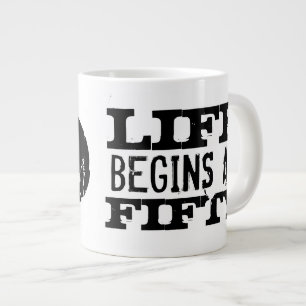 Life begins at 50 funny 50th Birthday jumbo mug