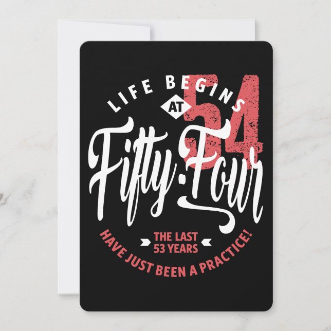 Life Begins at 54 | 54th Birthday Card (Front)