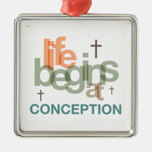 Life Begins At Conception Metal Tree Decoration