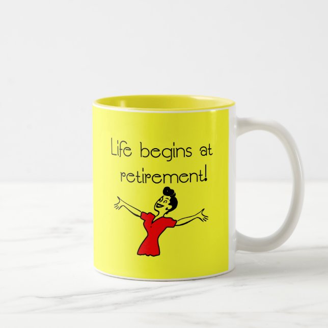 Life Begins at Retirement! Fun Gifts Two-Tone Coffee Mug (Right)