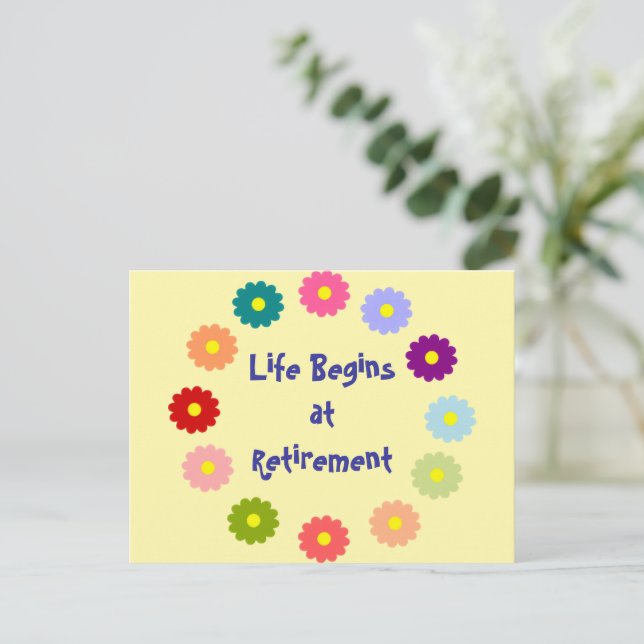 Life Begins at Retirement Postcard (Standing Front)