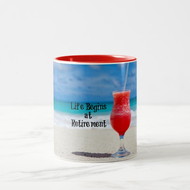 Life Begins at Retirement, Two-Tone Coffee Mug (Center)