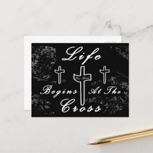 Life begins at the cross postcard