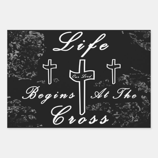 Life begins at the cross  wrapping paper sheet (Front)