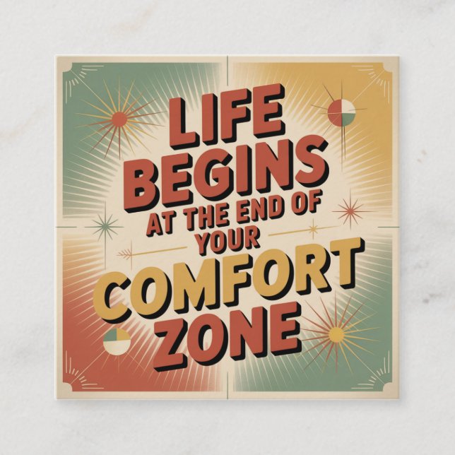 Life Begins At The End Of Your Comfort Zone Calling Card (Front)