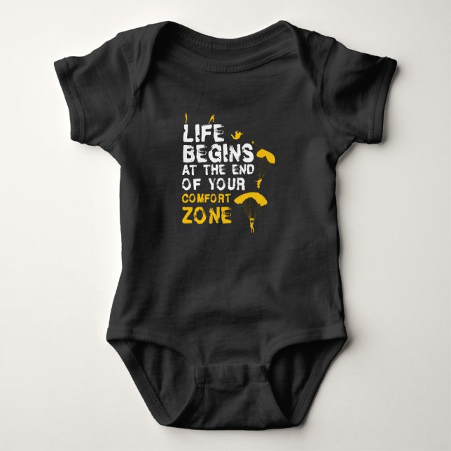 Life Begins Comfort Zone Skydiver Baby Bodysuit (Front)