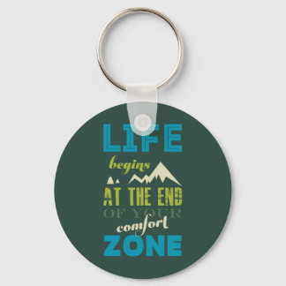 Life begins Inspirational Quote Typography Print Key Ring