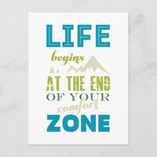 Life begins Inspirational Quote Typography Print Postcard