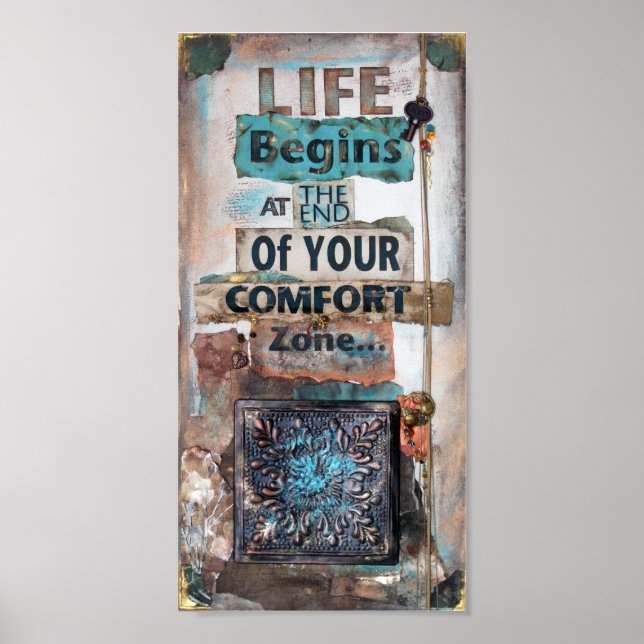 Life Begins Quote Mixed Media Art Print (Front)