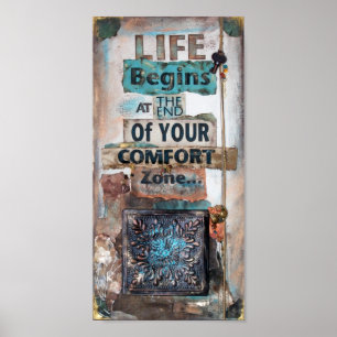 Life Begins Quote Mixed Media Glossy Poster