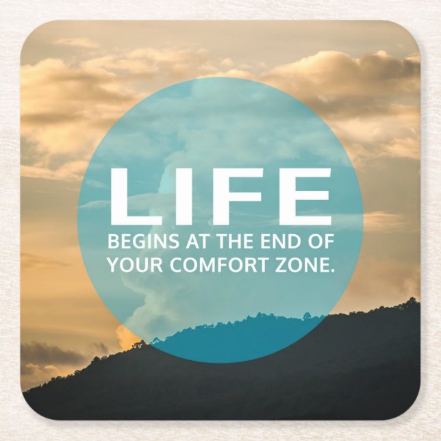 Life Begins Square Paper Coaster (Front)