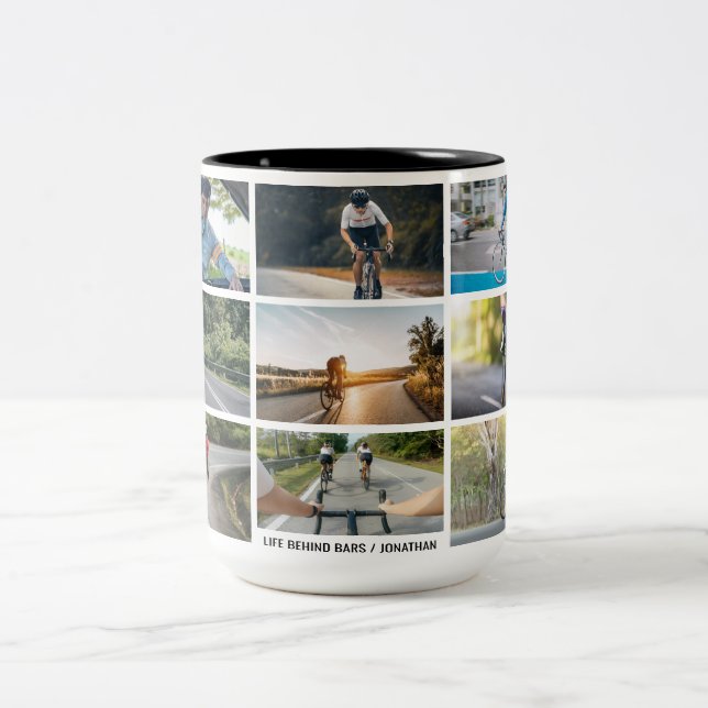 Life Behind Bars Personalise Images Bicycle Lovers Two-Tone Coffee Mug (Center)