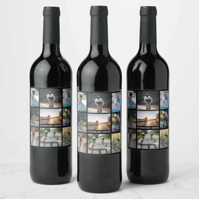 Life Behind Bars Personalise Images Bicycle Lovers Wine Label (Bottles)