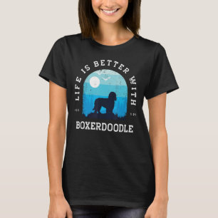 Life Better Boxerdoodle Vintage Blue Dog Mum Dad T-Shirt