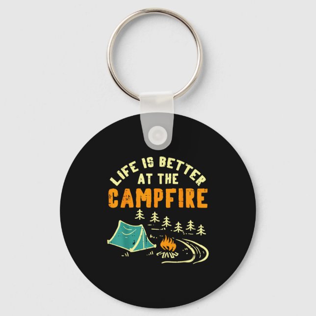 Life Better Campfire Camng Camper Boys Girl Kids M Key Ring (Front)