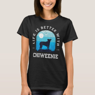 Life Better Chiweenie Vintage Blue Dog Mum Dad T-Shirt