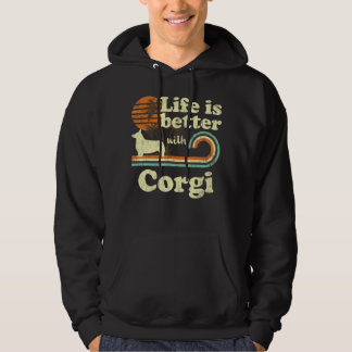 Life Better Corgi Vintage Dog Mum Dad Hoodie