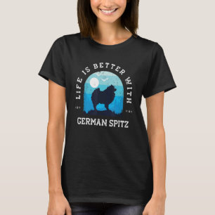 Life Better German Spitz Vintage Blue Dog Mum Dad T-Shirt