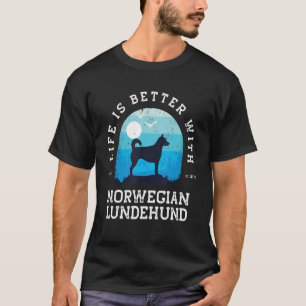Life Better Norwegian Lundehund Vintage Blue Dog M T-Shirt