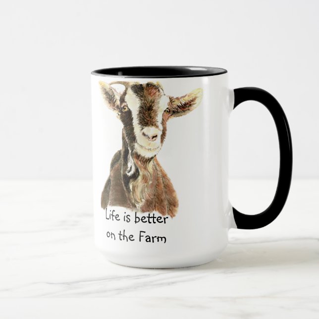 Life Better on the Farm,  Goat, Animal, Farm Fun Mug (Right)
