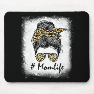 Life Bleached Mum Life Leopard Messy Bun Women Mouse Pad