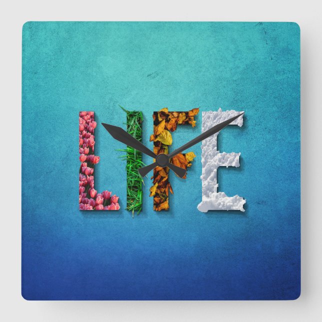 Life Blue Sky Water Fruit Food Snow Sea Square Wall Clock (Front)