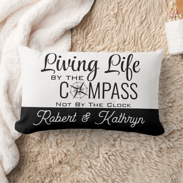 "Life By The Compass" Personalised Lumbar Cushion (Blanket)