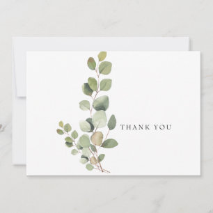 Life Celebrated Eucalyptus White Funeral Thank You Card