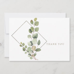 Life Celebrated Foliage White Funeral Thank You Card