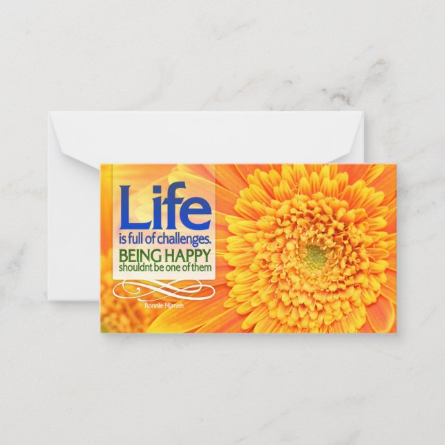 "Life challenges & Happiness" Inspirational Quote Card (Front)