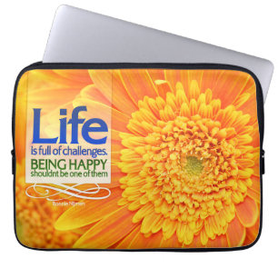 "Life challenges & Happiness" Inspirational Quote Laptop Sleeve