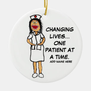 Life Changing Nurse Cartoon Ceramic Ornament