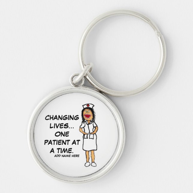 Life Changing Nurse Cartoon Key Ring (Front)