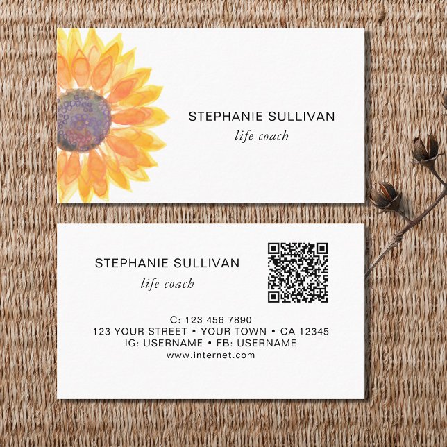 Life Coach Botanical QR Code  Business Card (Creator Uploaded)