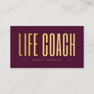Life Coach Burgundy And Gold  Business Card
