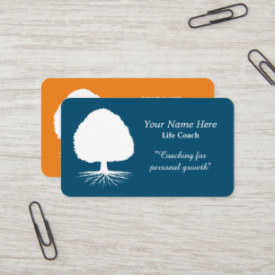 Life coach business card template with tree logo
